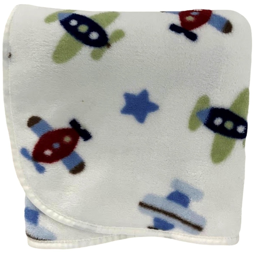 Circo White Airplane Star‎ Baby Blanket Soft Fleece White Htf Lovey Target